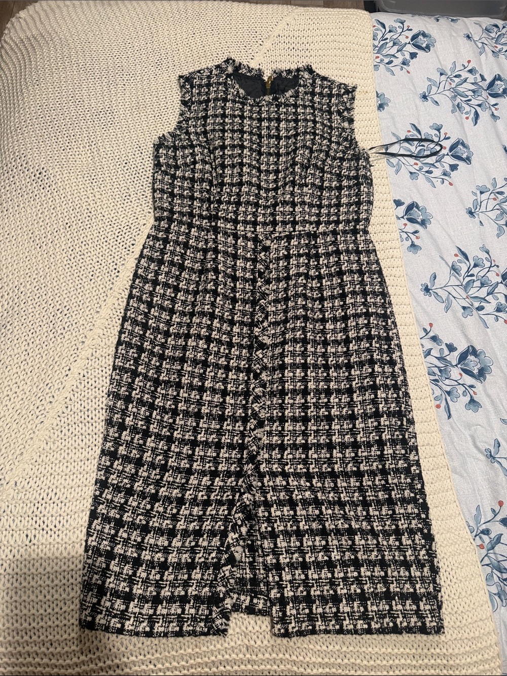 Donna Karan Black and White Houndstooth Sheath Dress